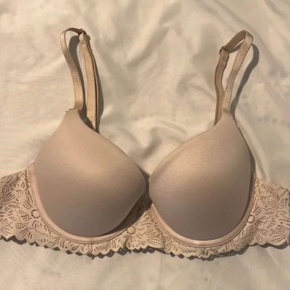 Aerie Light Beige Sunnie Full Coverage Lightly Lined Blossom Lace Trim Bra - Picture 5 of 5